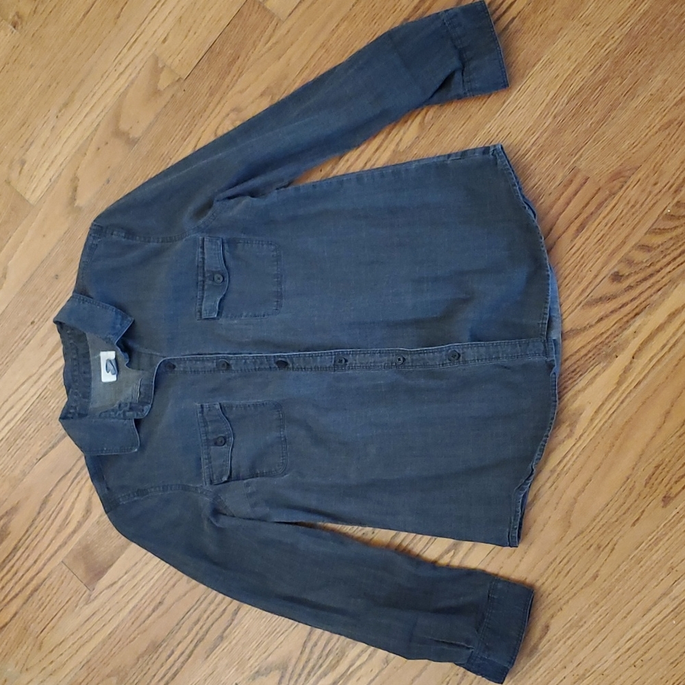 Old Navy dark gray chambray button-down shirt, size small